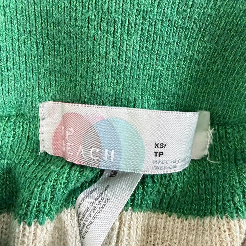 FP Beach Free People Green Cream Striped Knit Sweater Shorts XS OB1438202